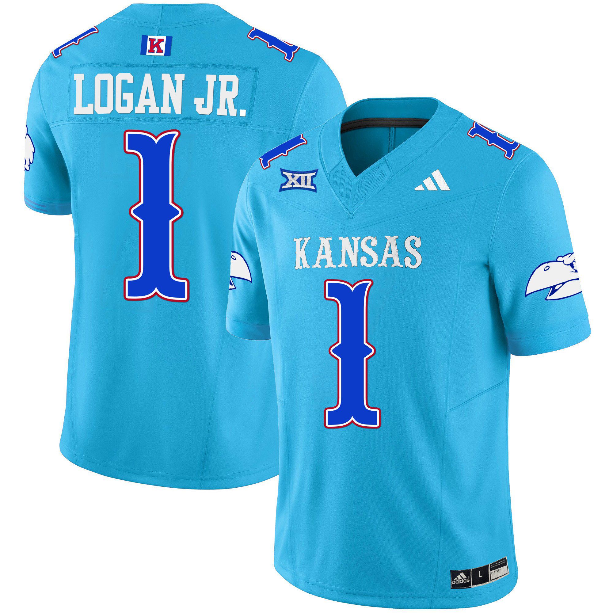 Men Kansas Jayhawks #1 Logan jr Light Blue 2024 Blackhawk Vapor Limited NCAA Jersey->indianapolis colts->NFL Jersey